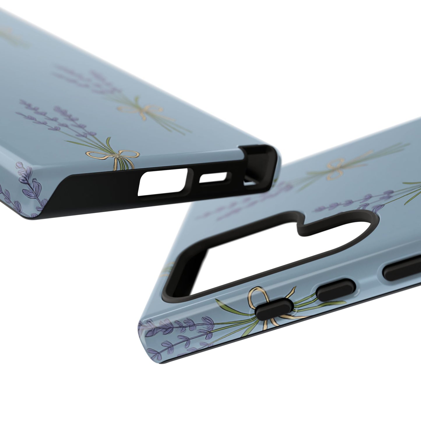 Lavender Bundle Phone Case – Blue Botanical Floral Print with 3D Wrap Design