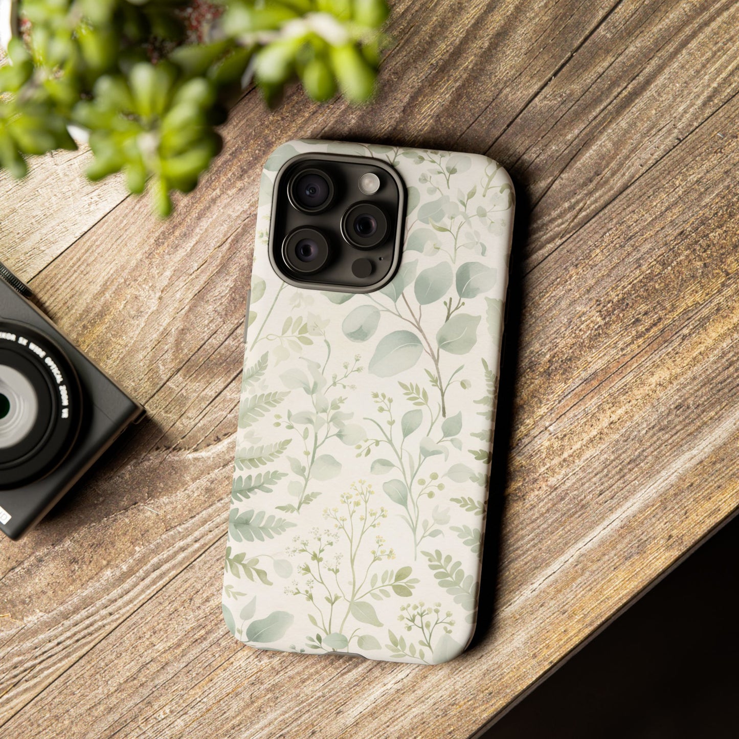 Floral Fern Tough Phone Case — Soft Green Botanical iPhone Cover