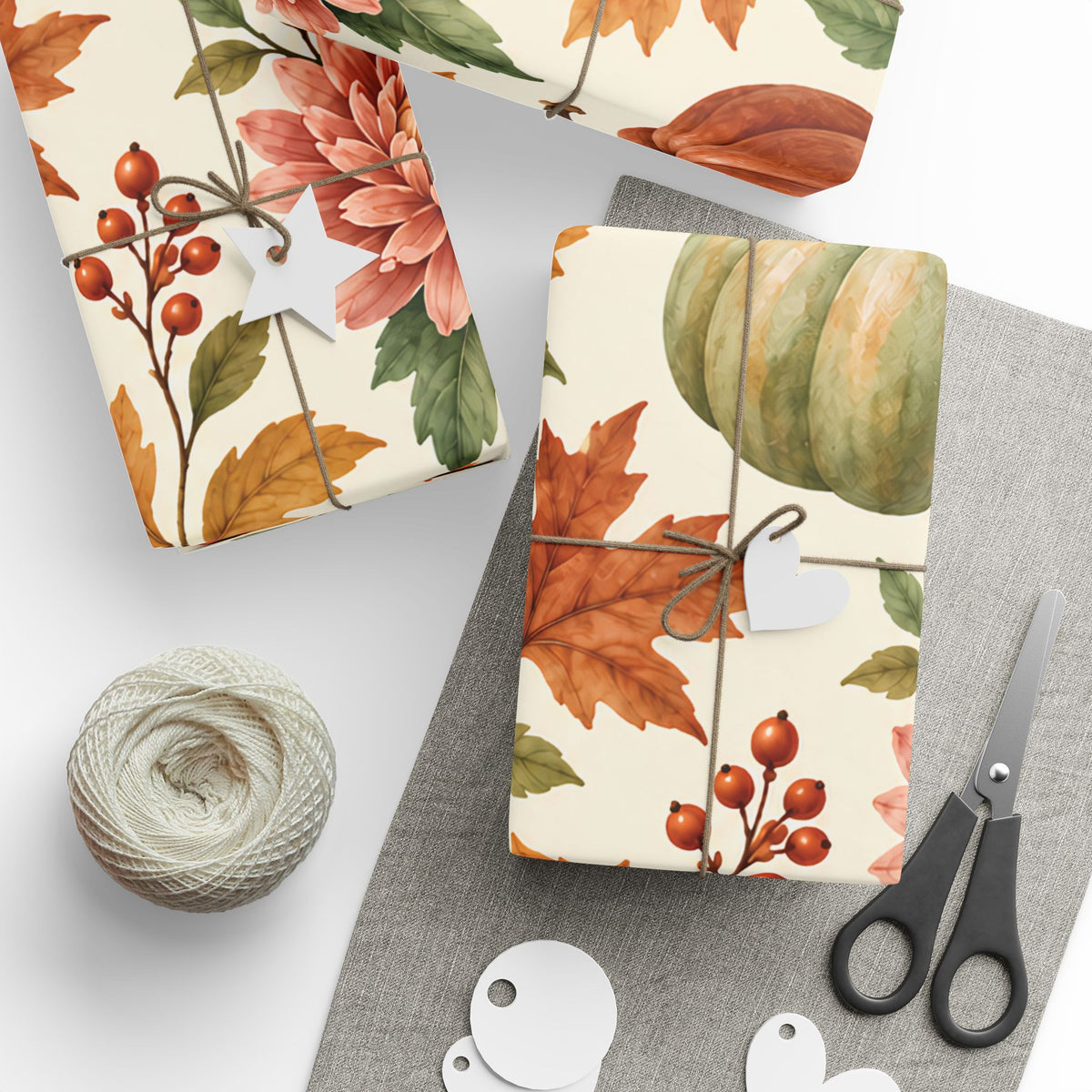 Autumn Pumpkin Wrapping Paper Roll — Fall Harvest Gift Wrap