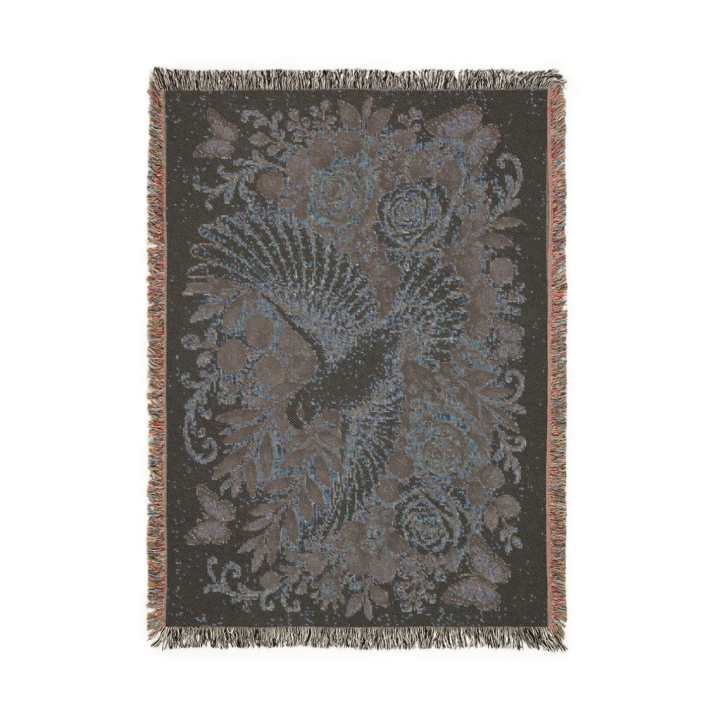 Dove Floral Woven Blanket — Decorative Throw for Living Room, Spiritual Comfort & Memorial Gift