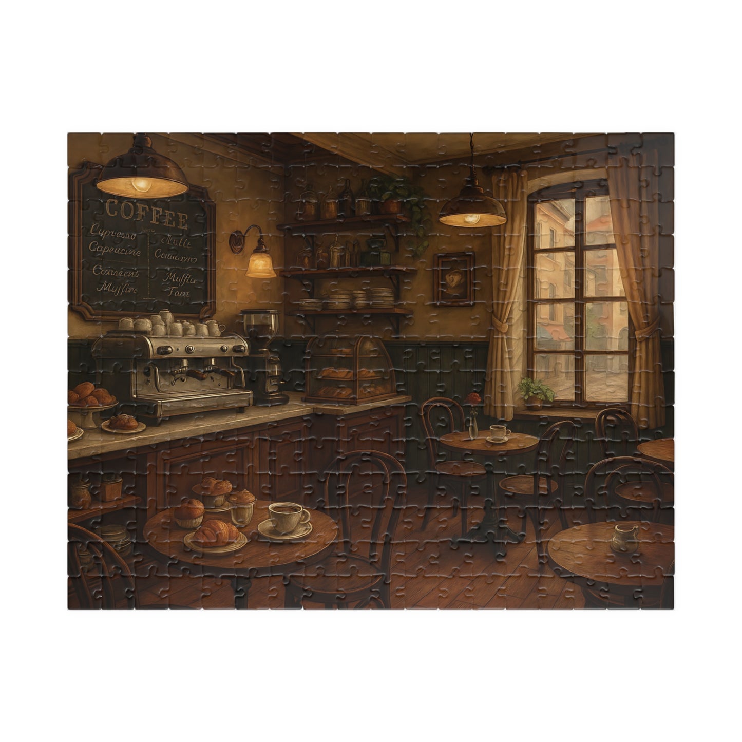 Cozy Parisian Café Jigsaw Puzzle – Coffee & Croissants