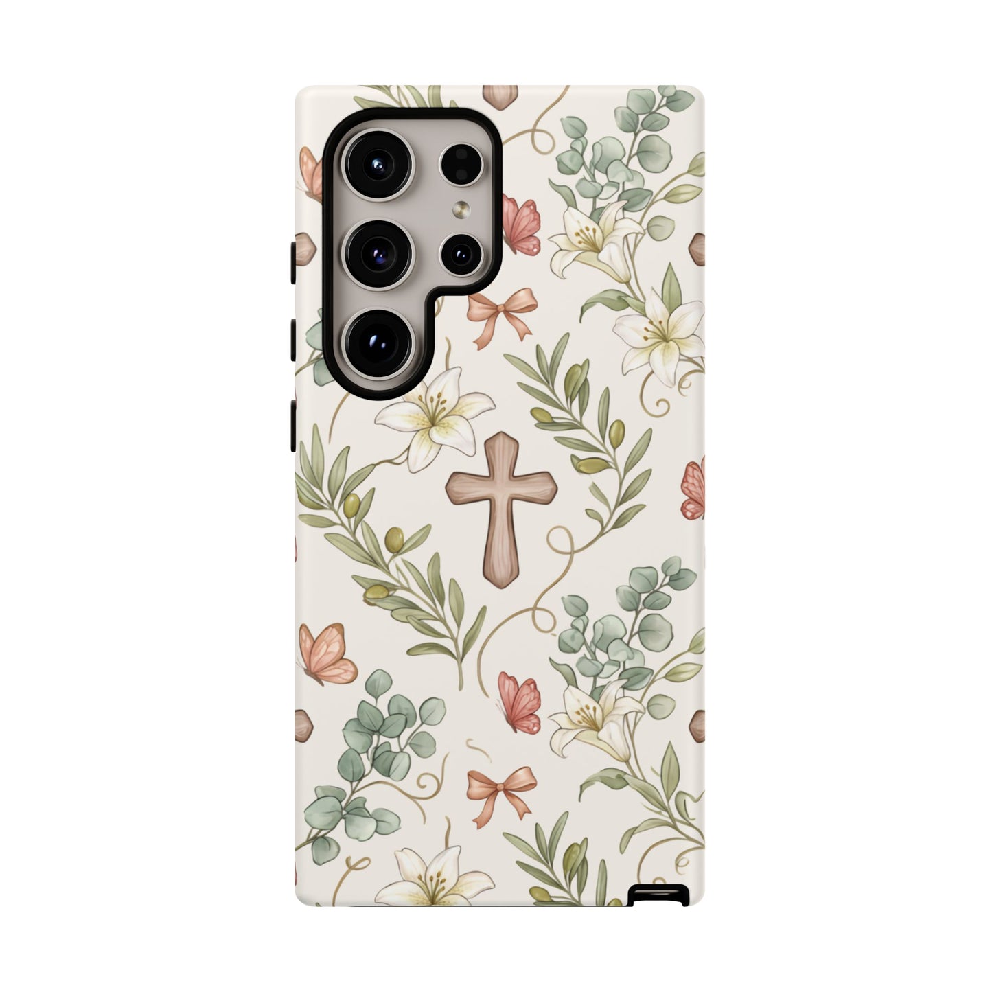 Floral Cross Tough Phone Case – Faith-Inspired Protective iPhone Cover