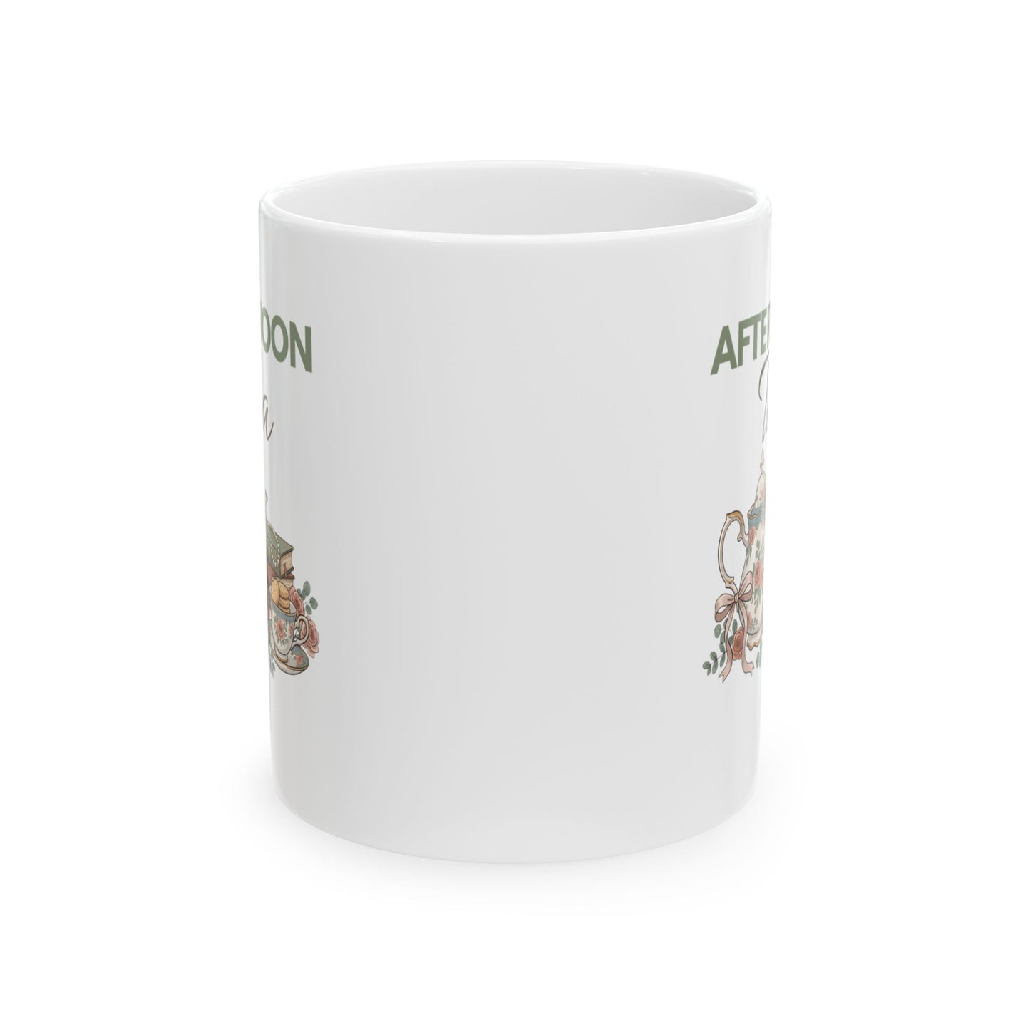 Afternoon Tea Ceramic Coffee Mug – Floral Tea Lover Mug – Vintage Teapot Tea Cup – Cozy Gift for Tea Lovers – 11oz & 15oz
