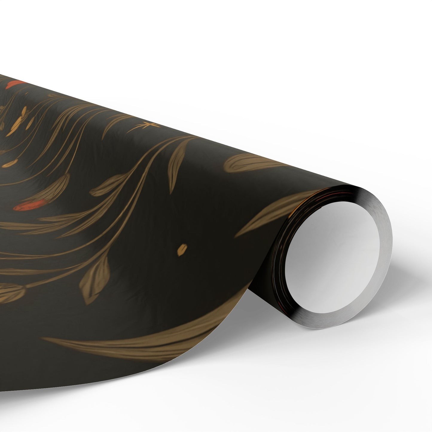 Moody Wildflower Wrapping Paper – Vintage Floral on Black Background