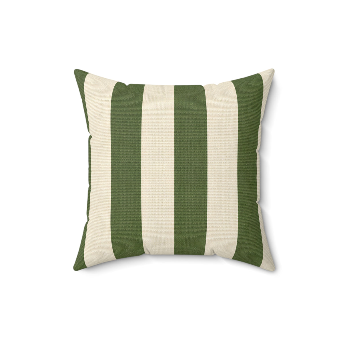 Green and Cream Striped Square Pillow