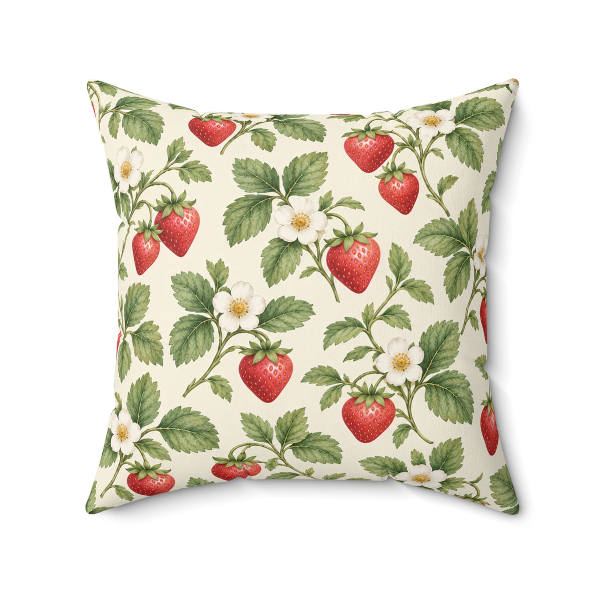 Strawberry Botanical Square Pillow