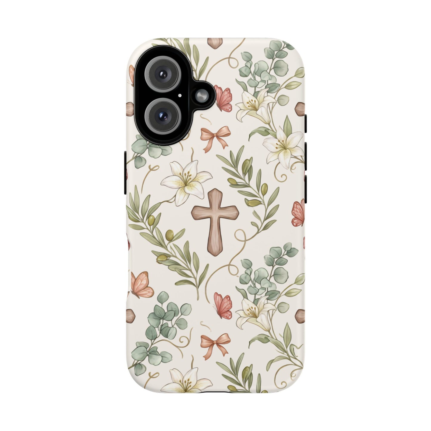 Floral Cross Tough Phone Case – Faith-Inspired Protective iPhone Cover