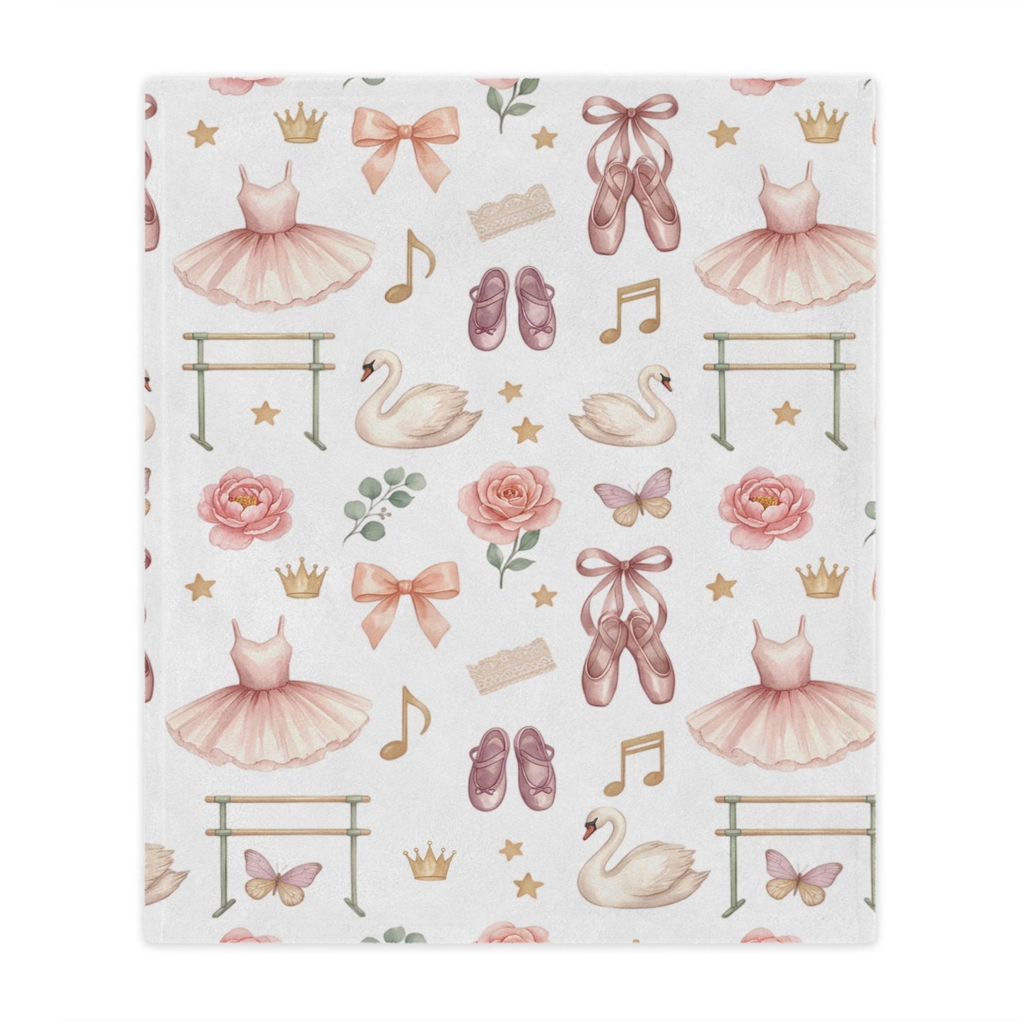 Ballet Dancer Minky Blanket — Pink Tutu & Swan Baby Throw