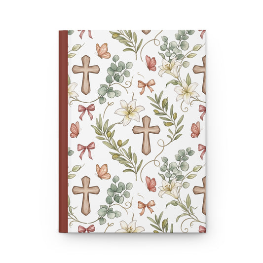 Floral Cross Hardcover Journal — Christian Prayer & Faith Notebook