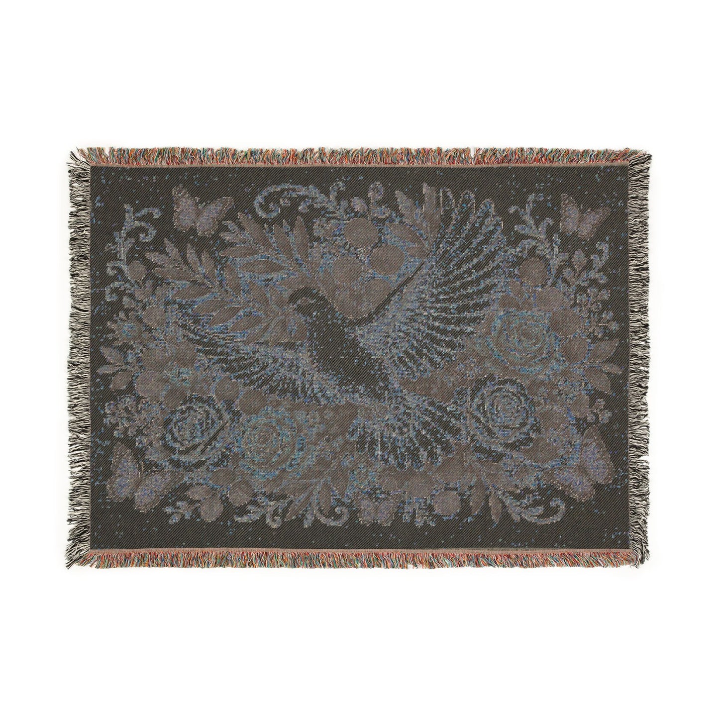 Dove Floral Woven Blanket — Decorative Throw for Living Room, Spiritual Comfort & Memorial Gift