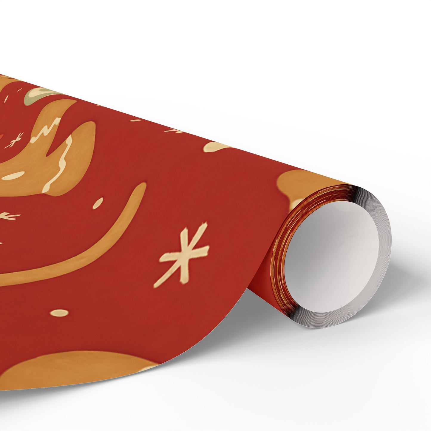 Gingerbread Christmas Wrapping Paper – Candy Canes, Gumdrops & Snowflakes on Red