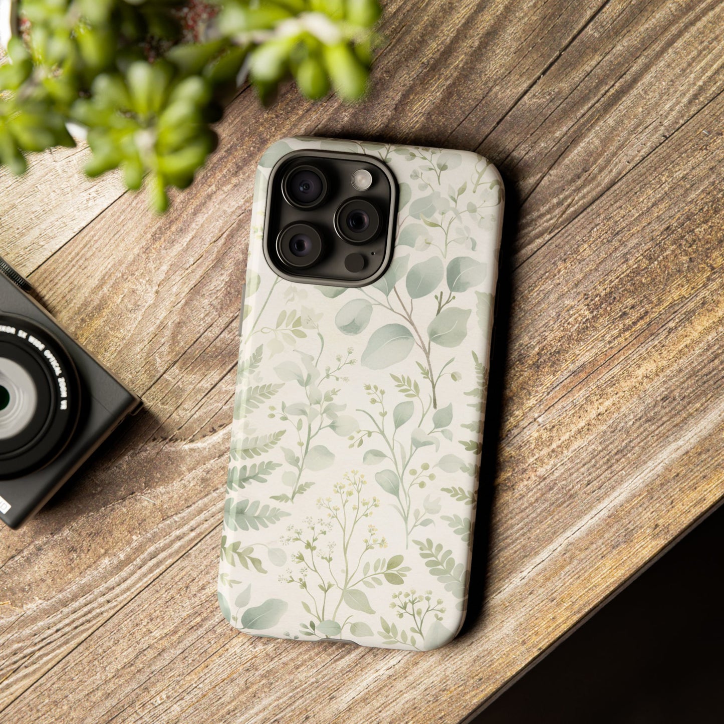 Floral Fern Tough Phone Case — Soft Green Botanical iPhone Cover
