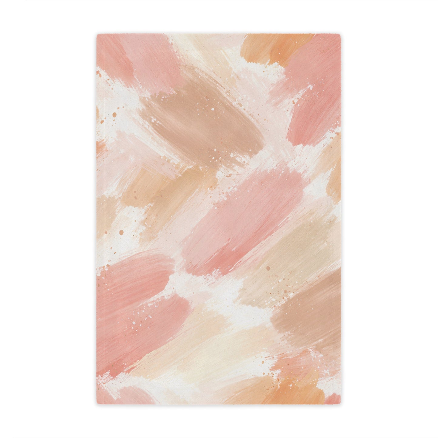 Abstract Blush Minky Blanket — Soft Pink & Beige Brushstroke Throw