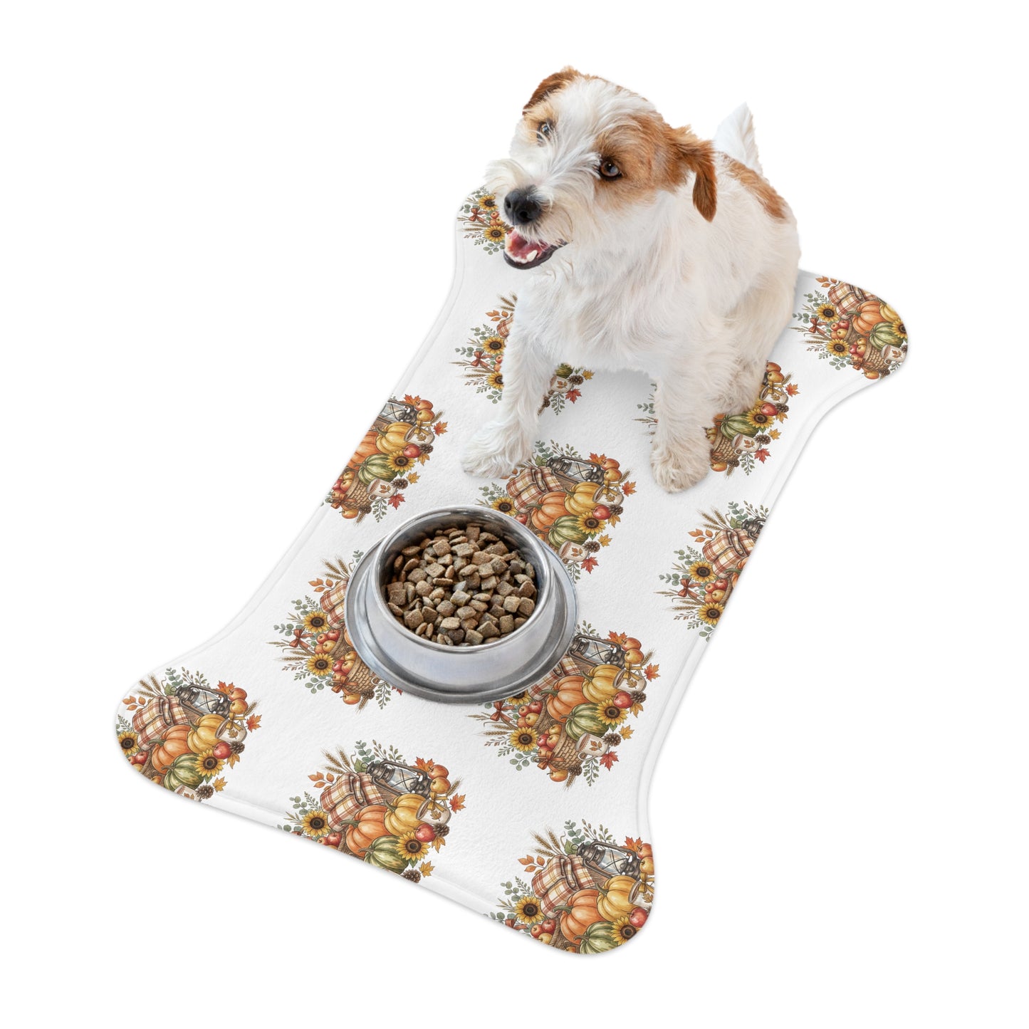 Autumn Harvest Pet Feeding Mat — Fall Pumpkin & Sunflower Placemat for Dogs