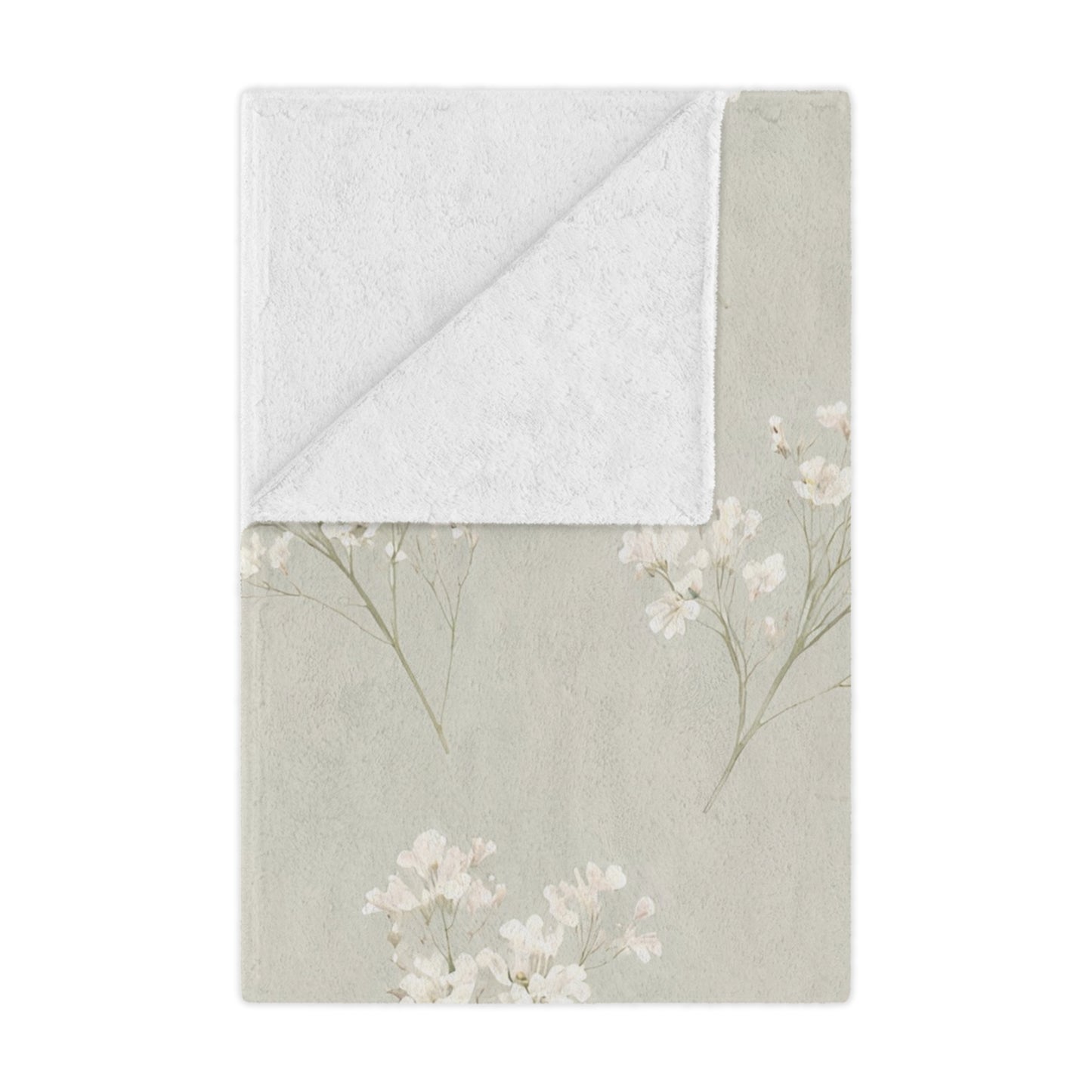 Floral Minky Blanket — Soft Neutral Baby’s Breath Throw for Nursery, Gift, & Cozy Home Decor