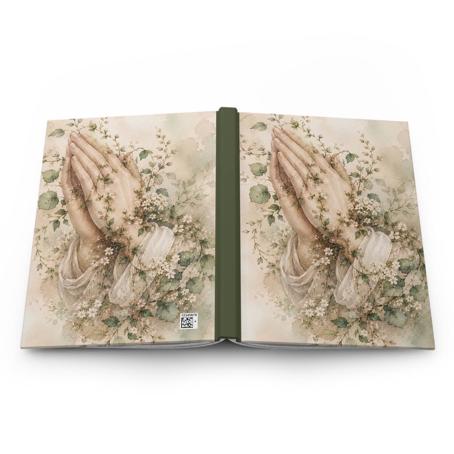 Prayer Hands Hardcover Journal — Floral Spiritual Devotional Notebook
