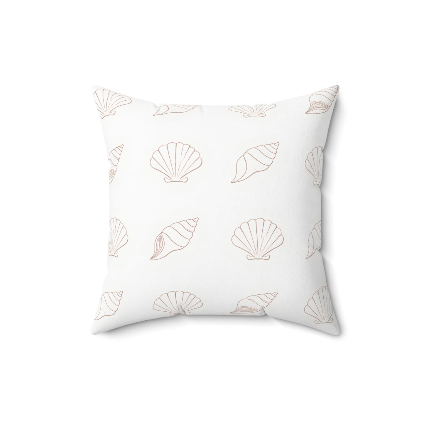 Coastal Seashell Pattern Square Throw Pillow — Soft Pastel Beach Decor