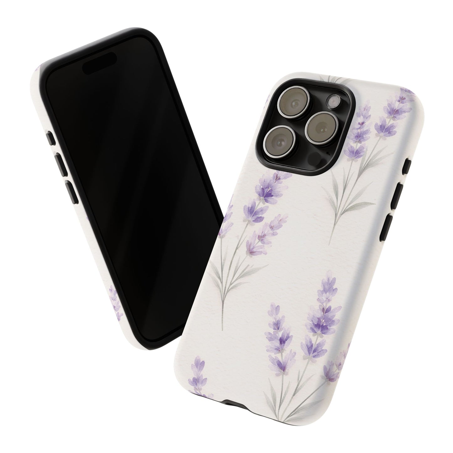 Lavender Floral Phone Case — Protective Tough Case with Purple Botanical Print