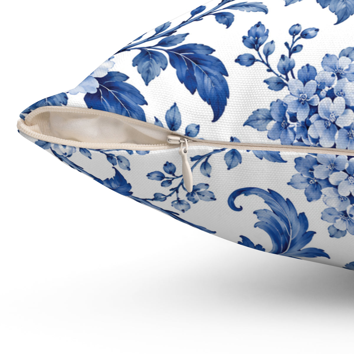 Blue Floral Toile Decorative Pillow