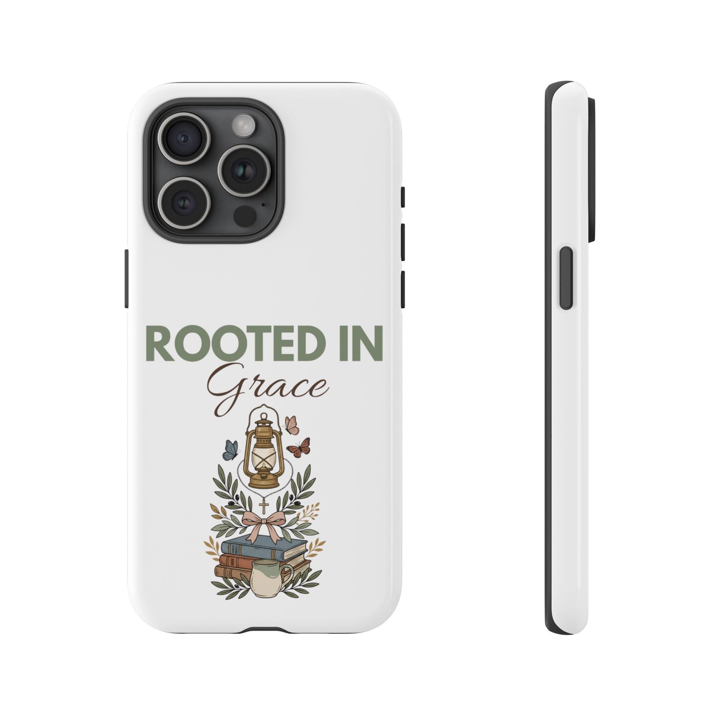 Rooted in Grace Phone Case — Floral Lantern Christian Protective Cover