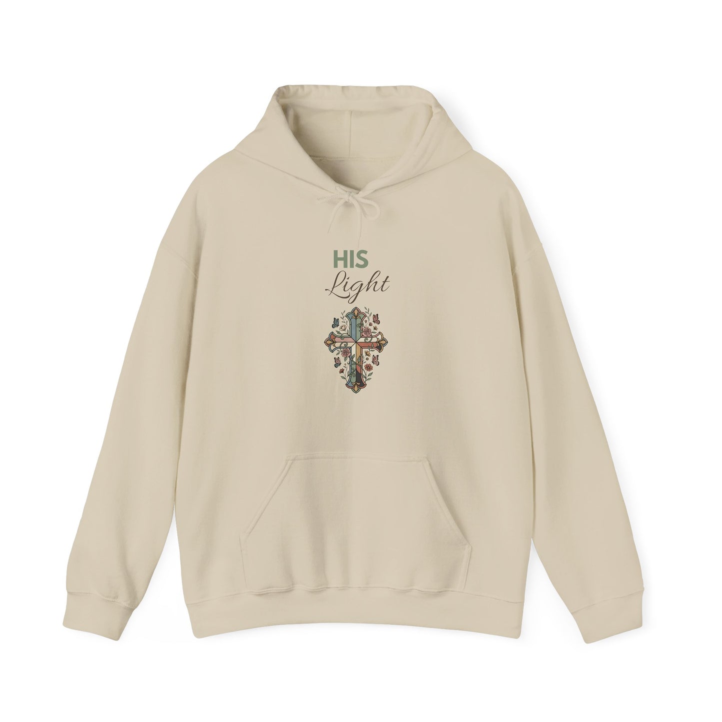 His Light Cross Hoodie — Christian Faith Floral Cross Pullover