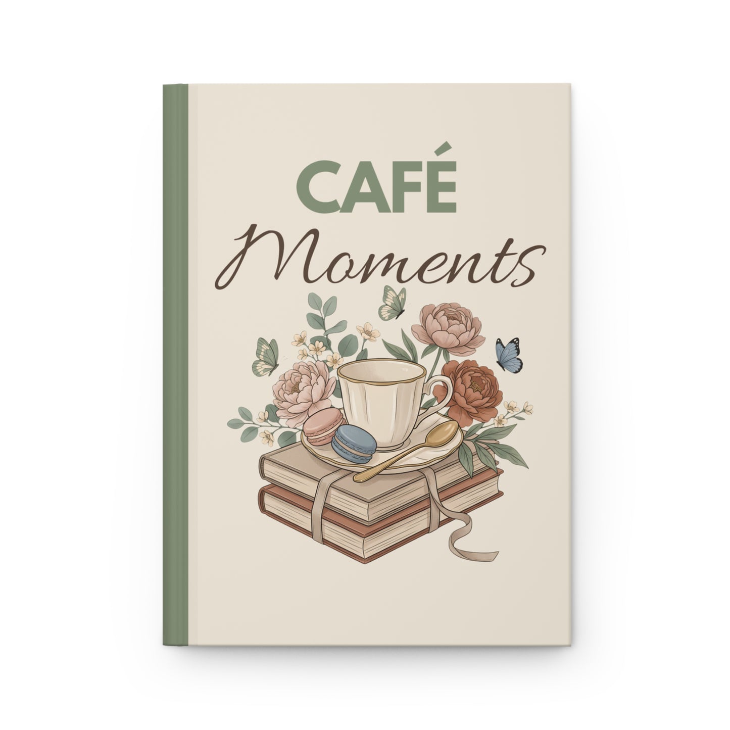 Café Moments Hardcover Journal — Floral Coffee & Books Notebook for Cozy Mornings