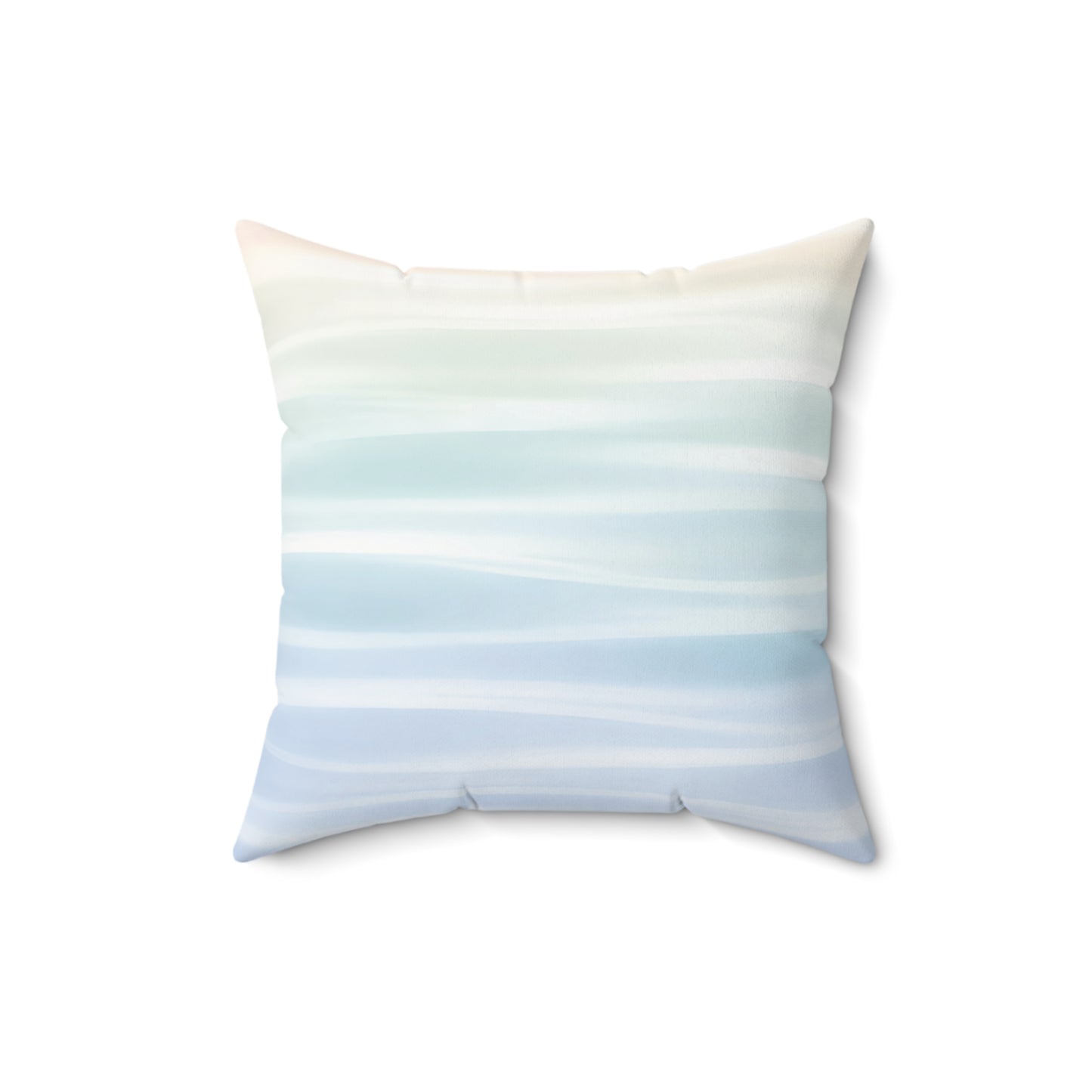 Coastal Watercolor Stripe Pillow — Soft Blue Ombre Decorative Throw Pillow
