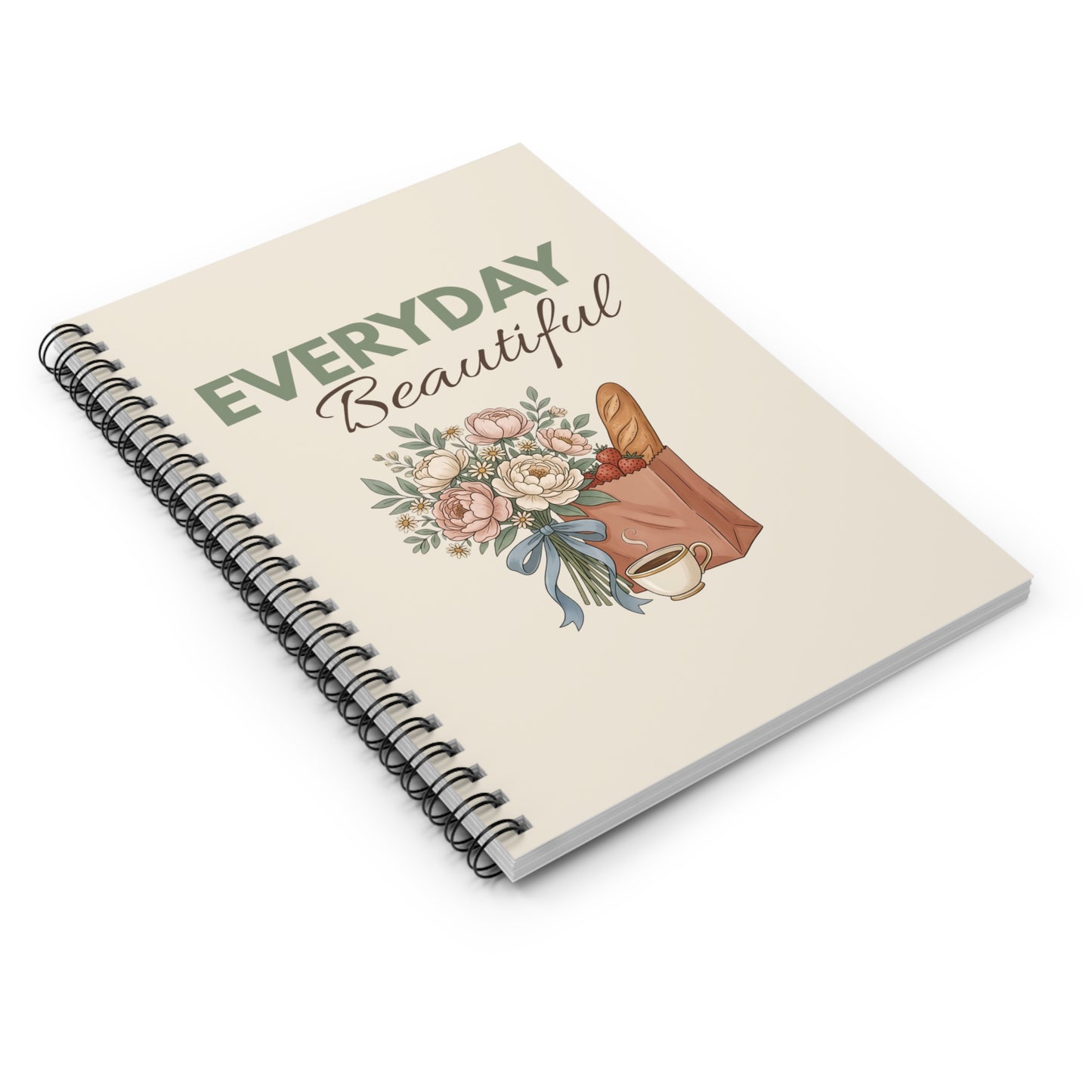 Everyday Beautiful Spiral Notebook — Floral Grocery Bouquet Ruled Journal