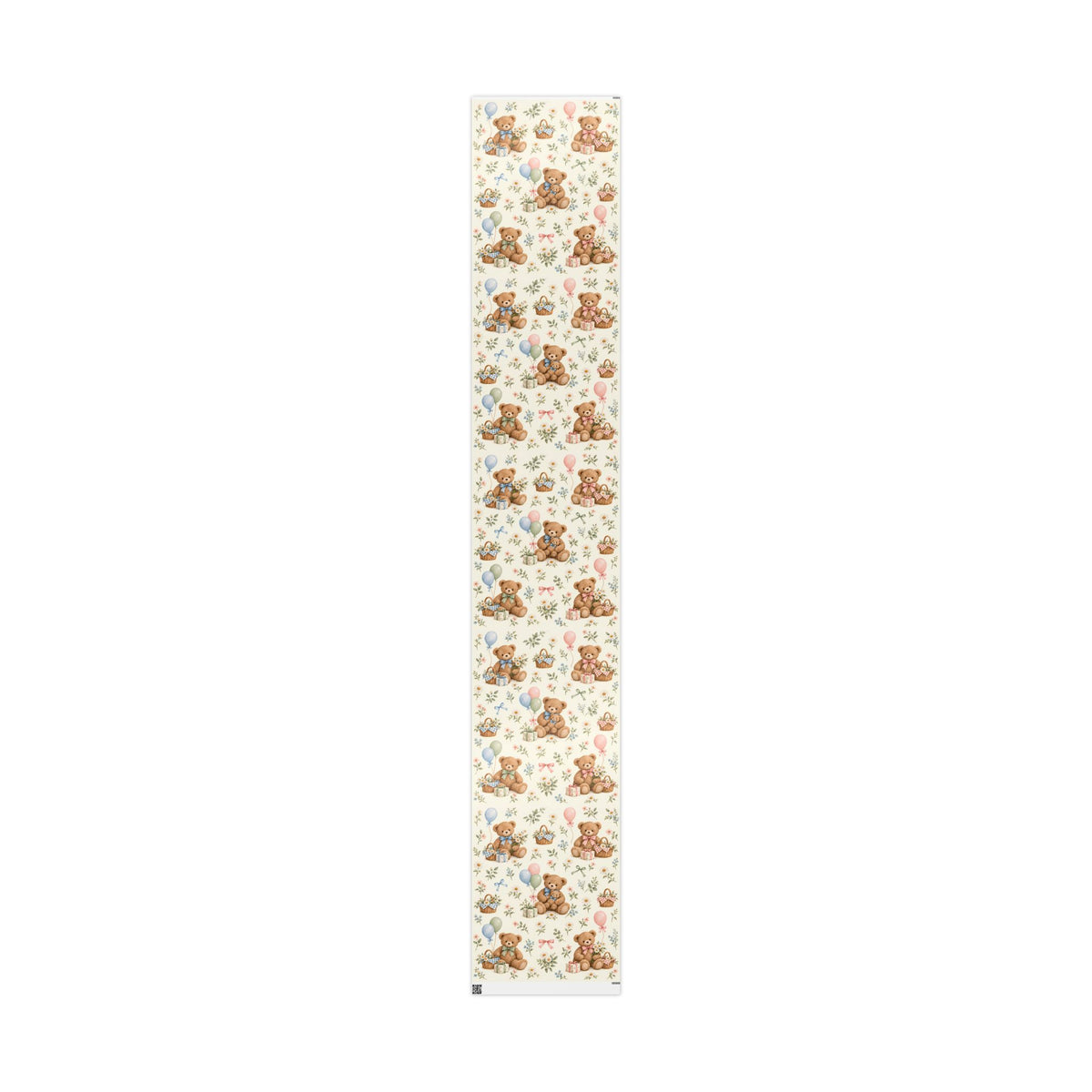 Teddy Bear Floral Wrapping Paper Roll — Vintage Baby Shower & Newborn Gift Wrap