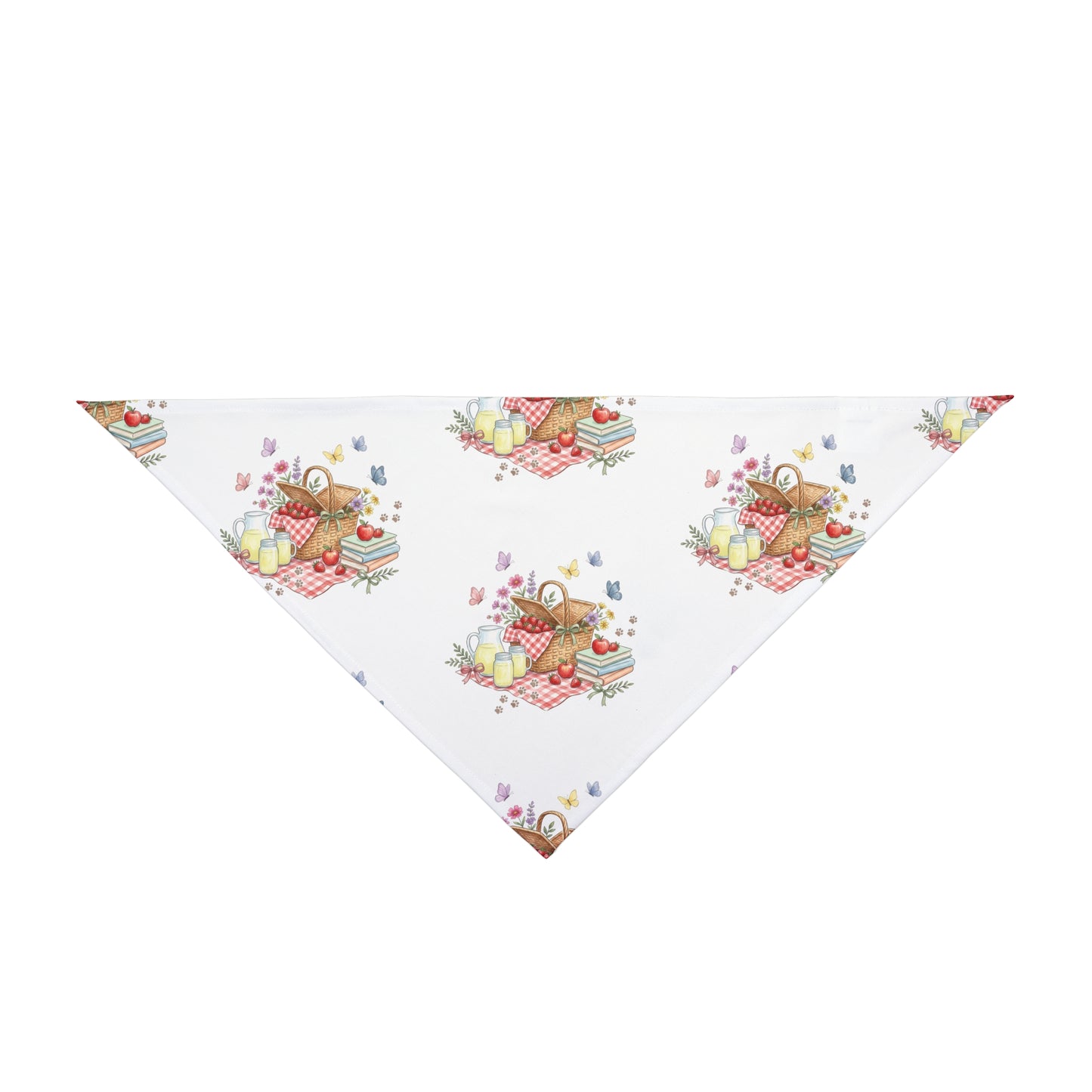 Picnic Pet Bandana – Summer Dog Bandana – Watercolor Picnic Pet Scarf – Cute Dog Bandana for Outdoor Adventures