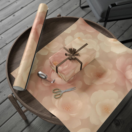 Blush Peony Bloom Wrapping Paper – Luxurious Floral Gift Wrap in Glossy or Matte Finish