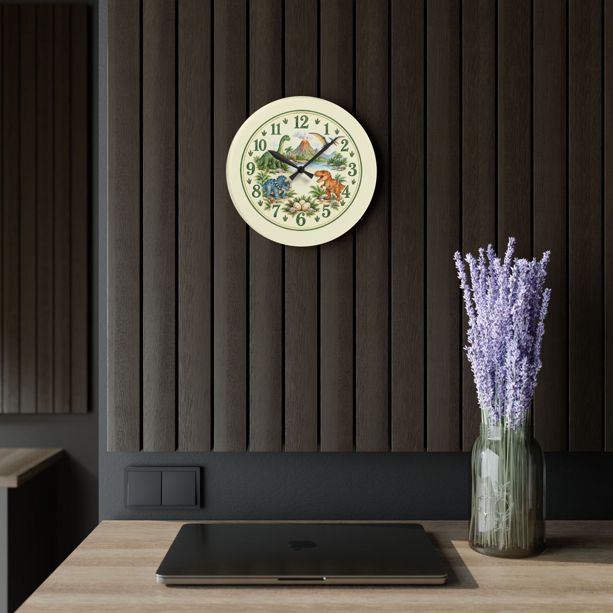 Dinosaur Nature Scene Acrylic Wall Clock