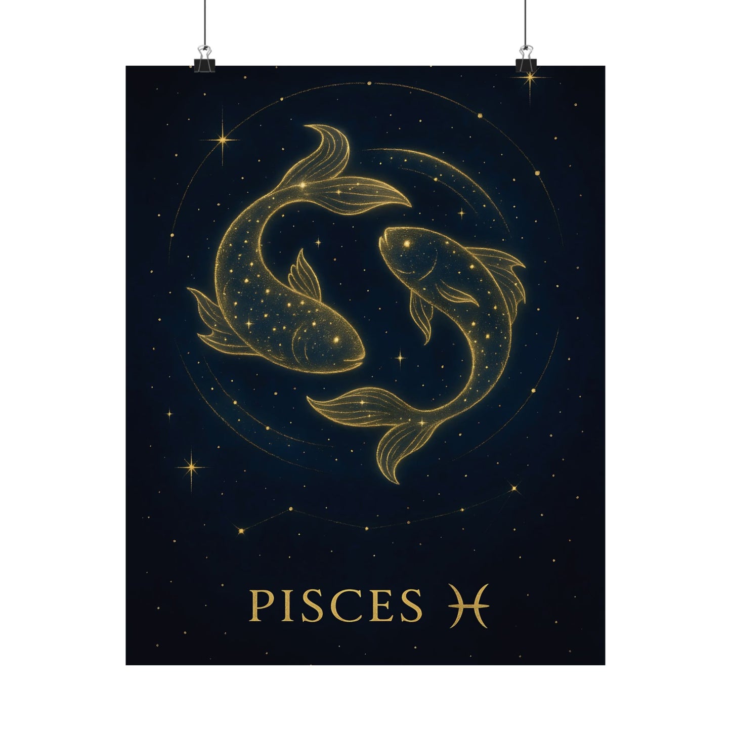 Pisces Zodiac Constellation Matte Poster – Celestial Two Fish Astrology Wall Art Print (Multiple Sizes)