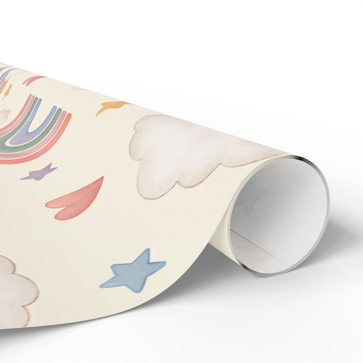 Wrapping Paper Roll — Pastel Rainbow & Cloud Gift Wrap (Neutral Baby Shower, Birthday, Nursery)