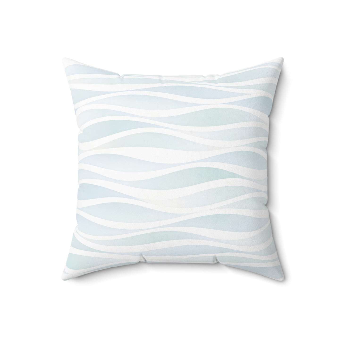 Coastal Wave Square Pillow — Aqua Wavy Stripes Decorative Throw Pillow