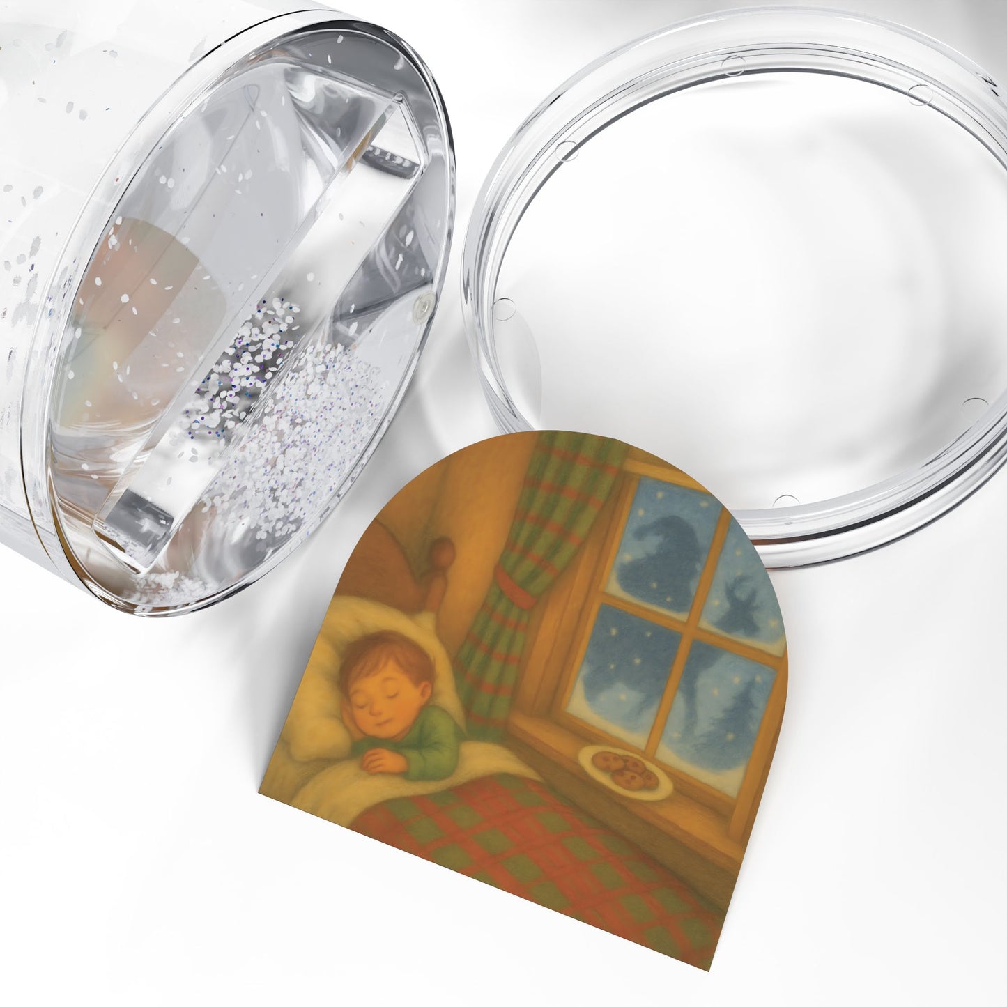 Waiting for Santa Snow Globe – Sleeping Child by the Window Holiday Scene