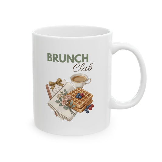 Brunch Club Ceramic Coffee Mug – Brunch Lover Coffee Cup – Waffles & Coffee Mug – Cozy Kitchen Gift – 11oz & 15oz