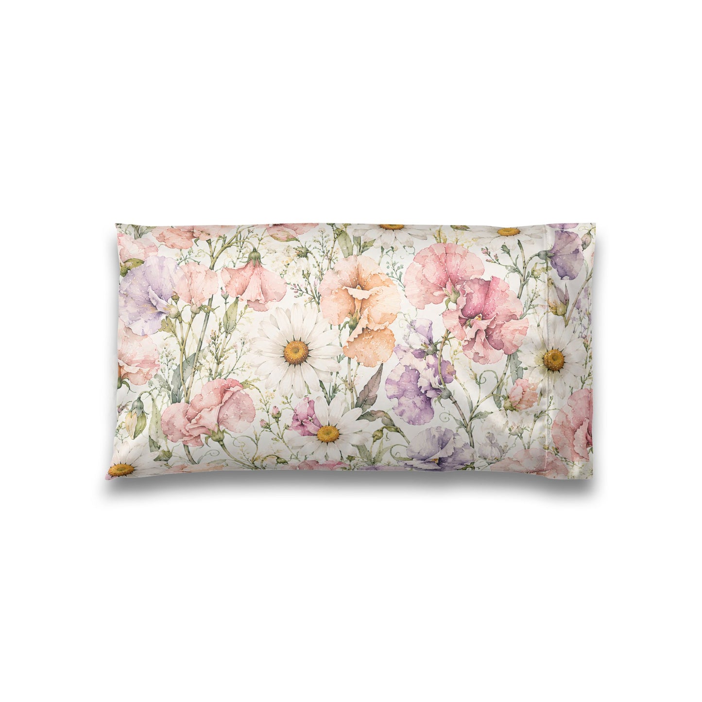 Floral Satin Pillowcase – Watercolor Wildflower Sleep Pillowcase