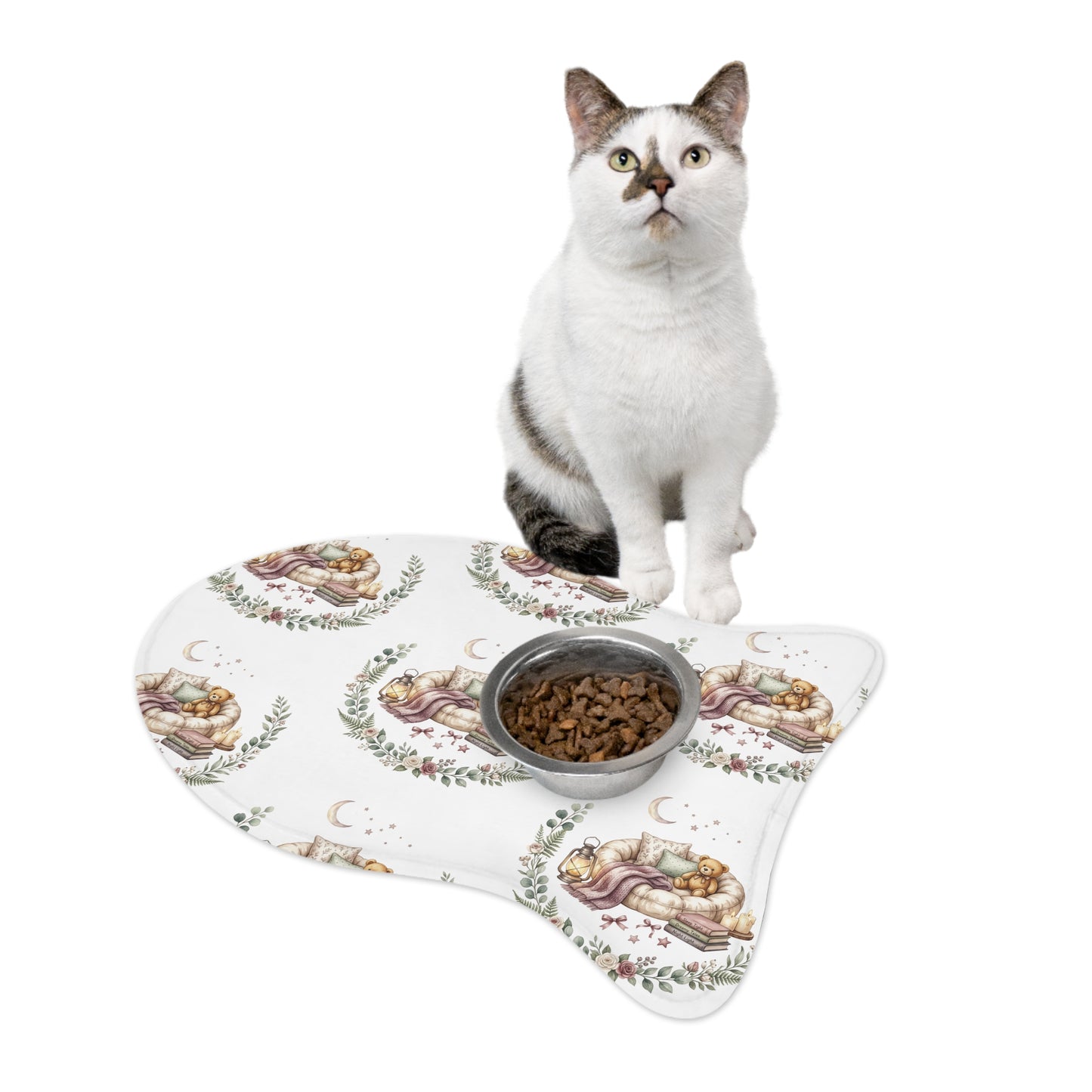 Watercolor Pet Feeding Mat — Cute Floral Placemat for Dogs