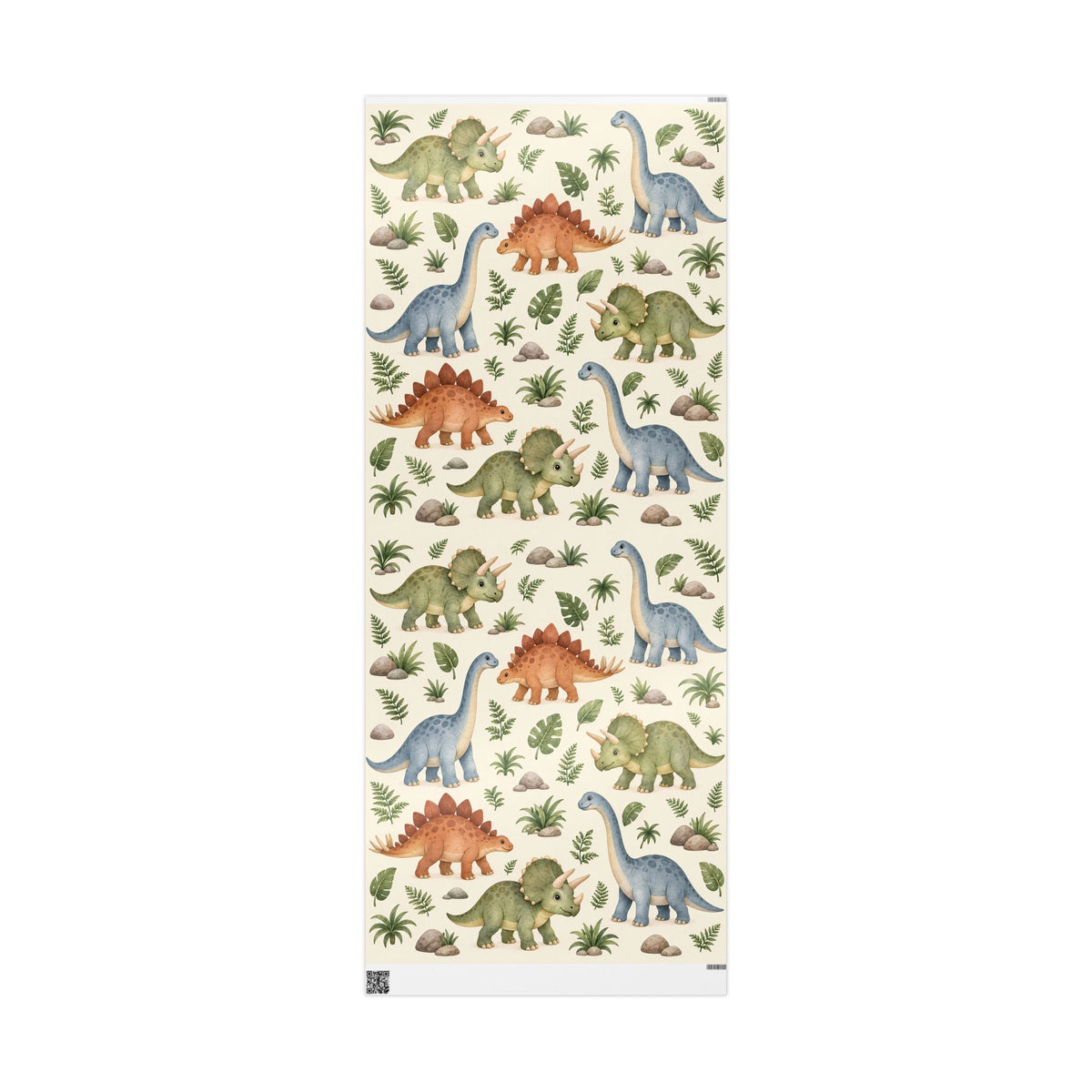 Dinosaur Wrapping Paper Roll — Cute Watercolor Dino Gift Wrap
