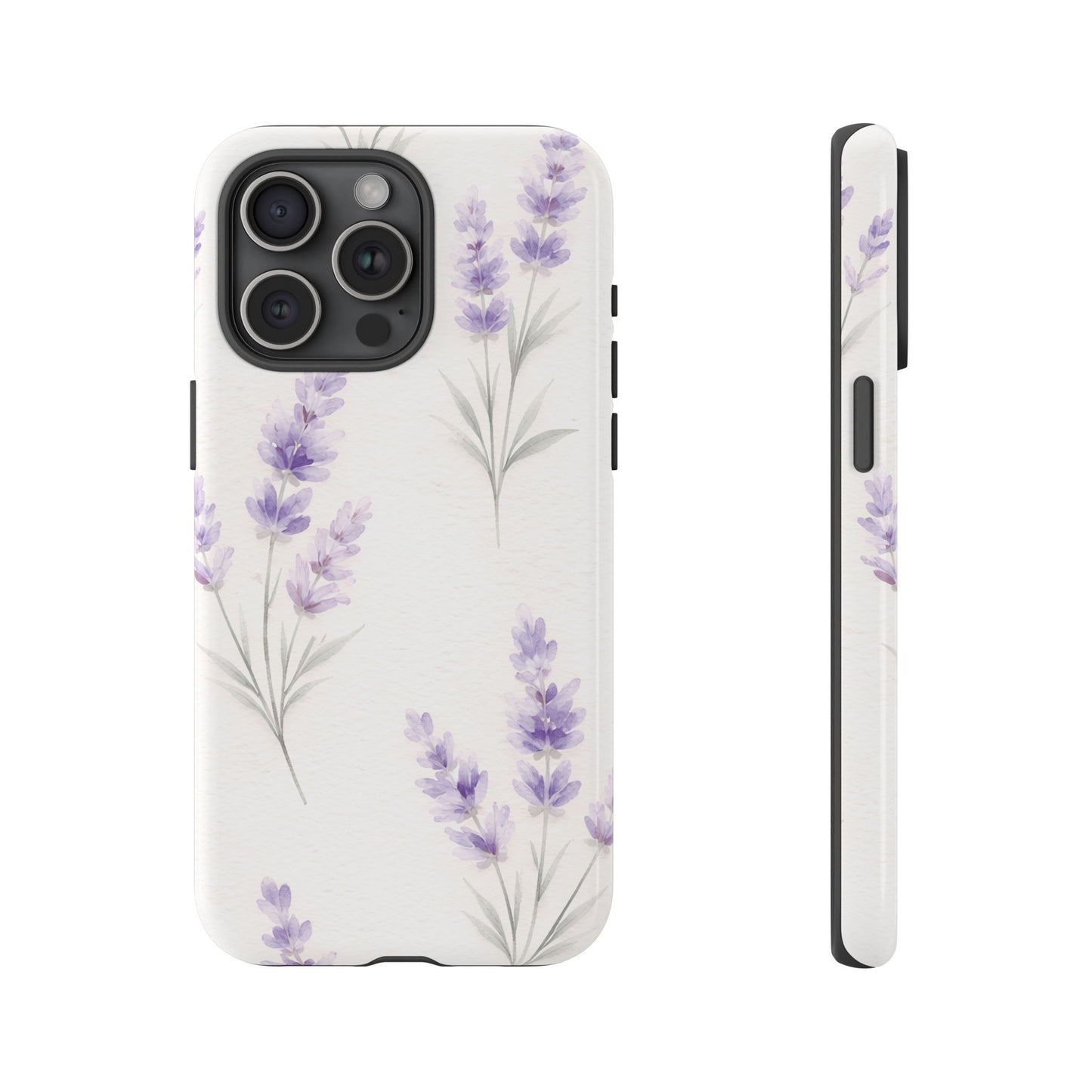 Lavender Floral Phone Case — Protective Tough Case with Purple Botanical Print