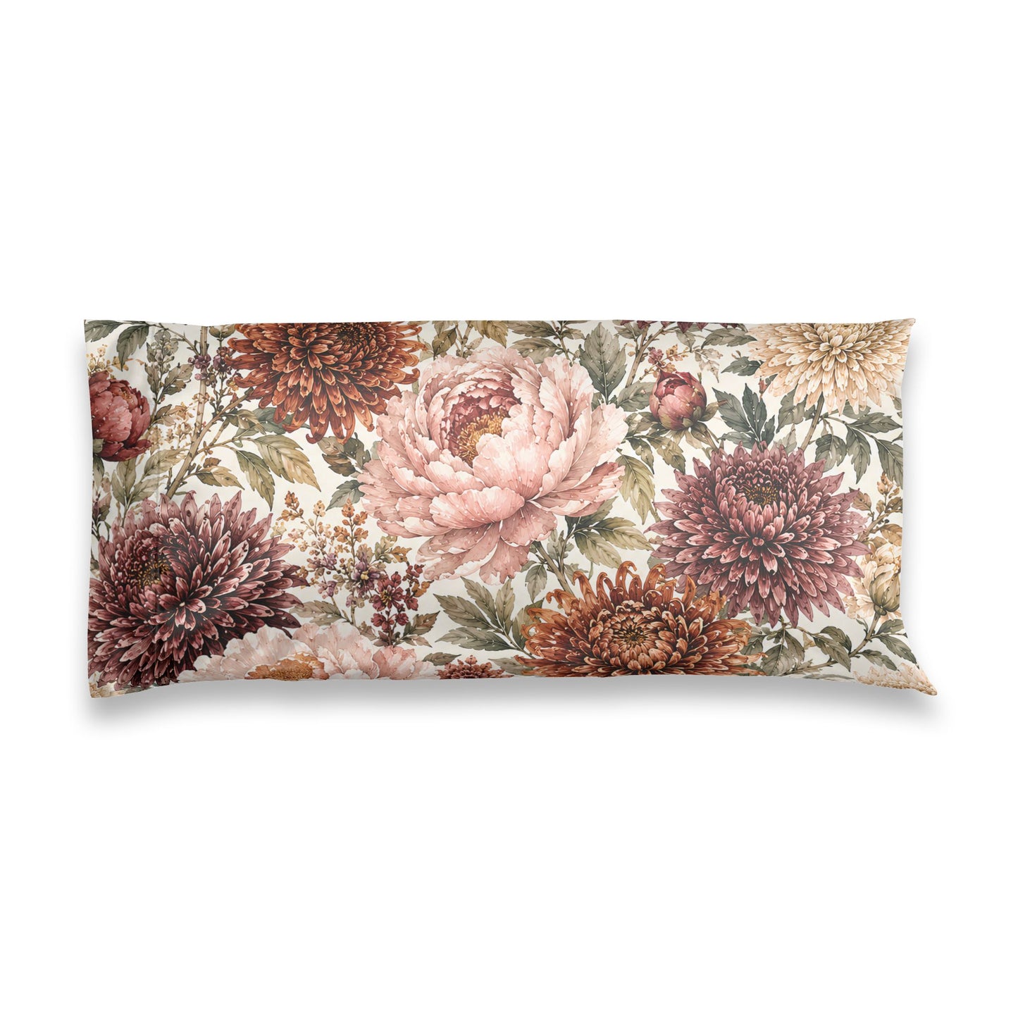 Floral Satin Pillowcase — Vintage Chrysanthemum & Peony