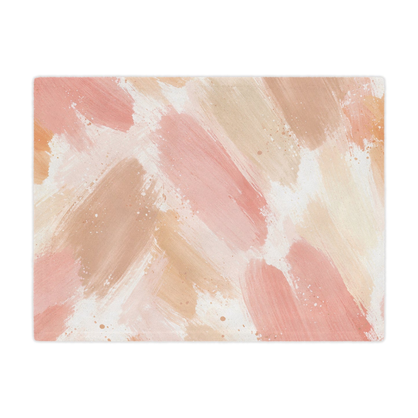 Abstract Blush Minky Blanket — Soft Pink & Beige Brushstroke Throw
