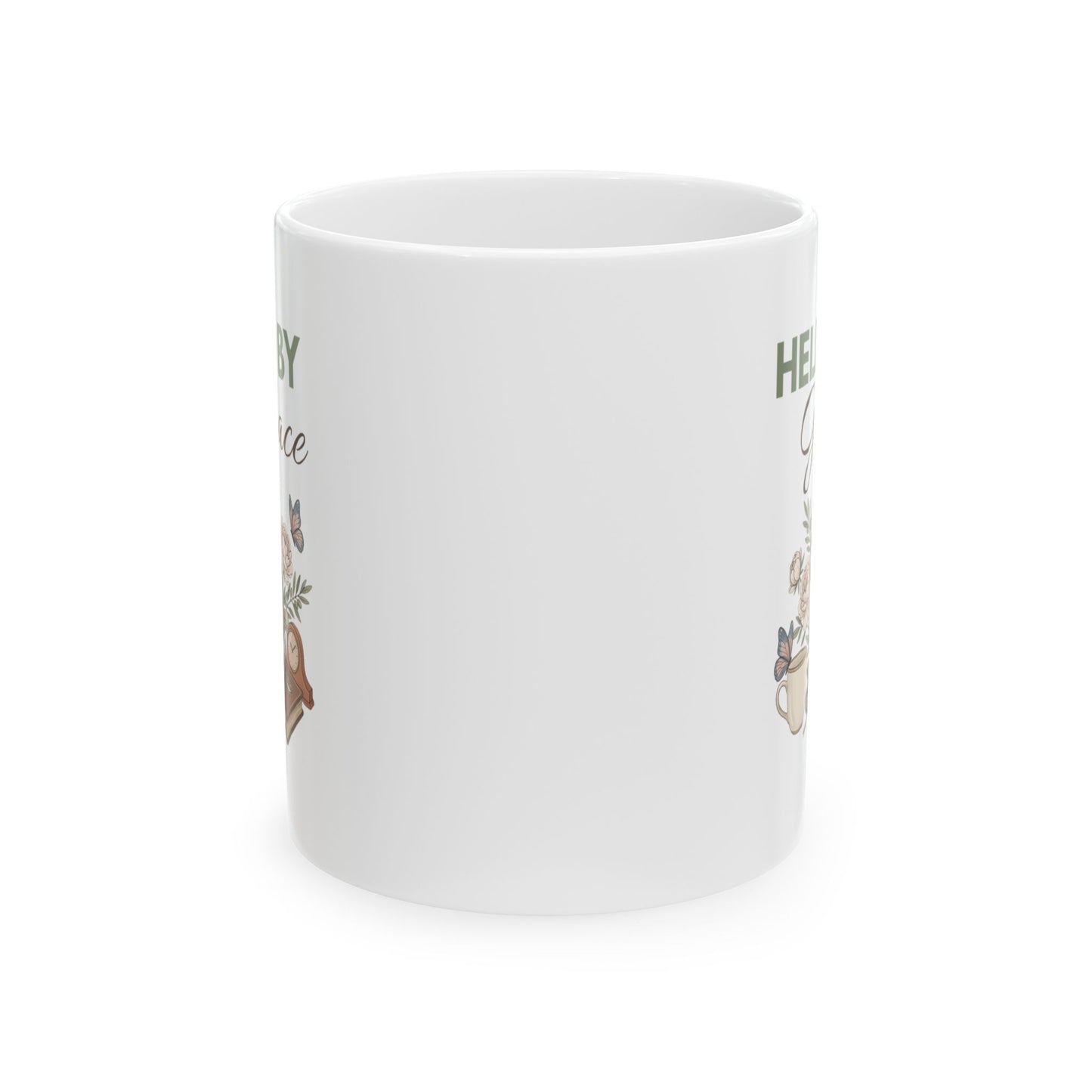 Held by Grace Ceramic Coffee Mug – Christian Inspirational Mug – Floral Bible Study Coffee Cup – Faith Gift for Women – 11oz & 15oz
