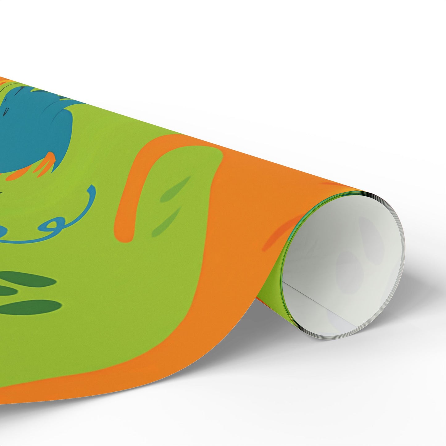 Dinosaur Party Wrapping Paper – Colorful Dinos with Balloons & Hats on Green