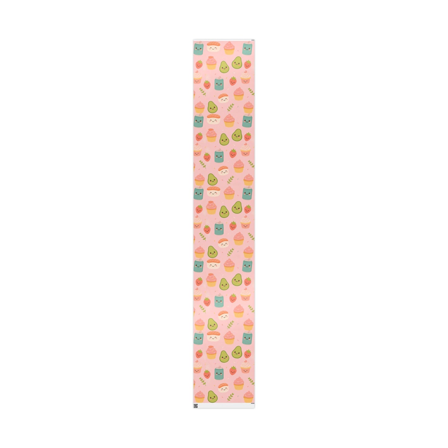Kawaii Treats Wrapping Paper – Cute Sushi, Cupcakes, Avocados & More on Pink