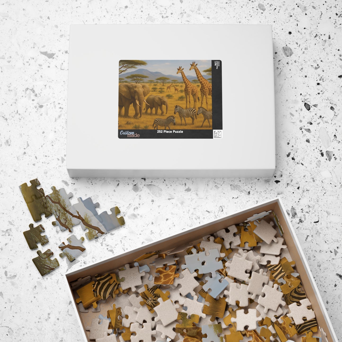 African Safari Wildlife Jigsaw Puzzle – Elephants, Giraffes & Zebras