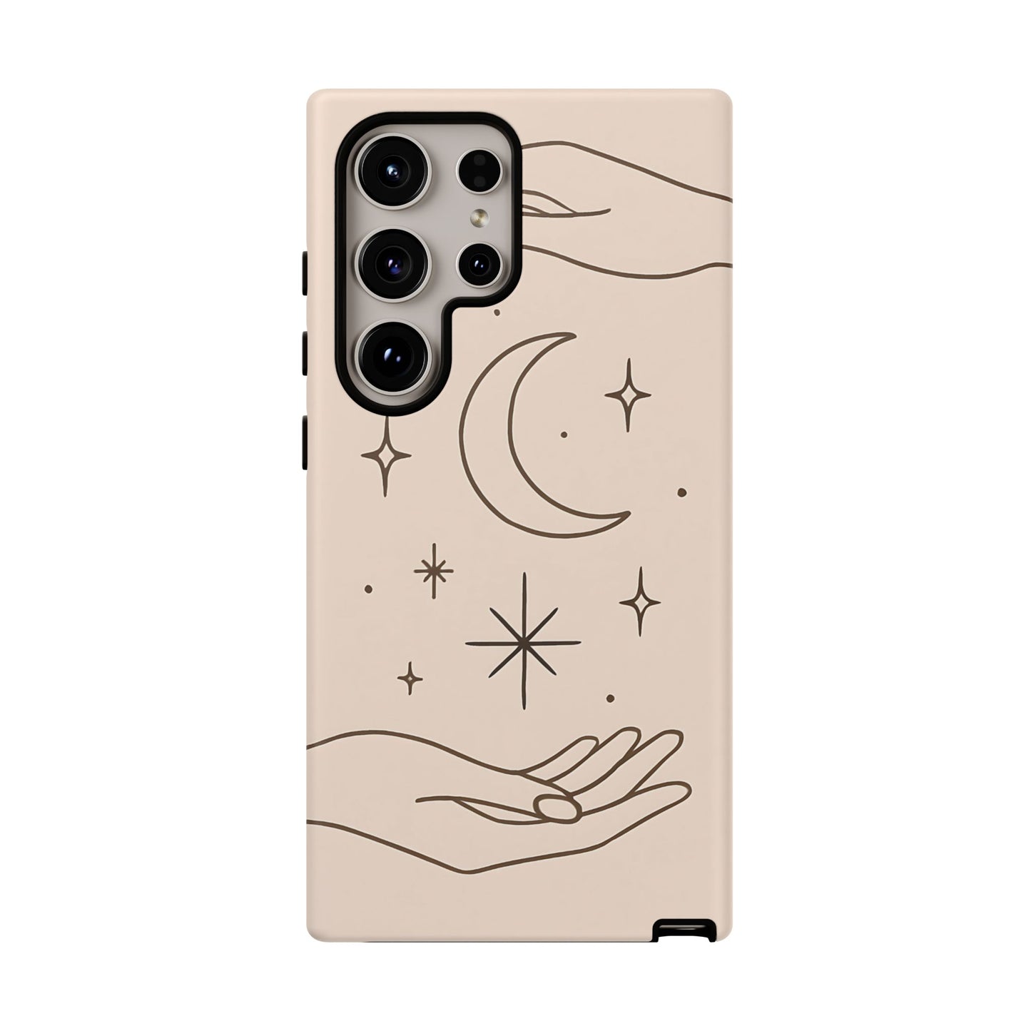 Mystic Minimalist Hands & Moon Phone Case – Celestial Line Art Design
