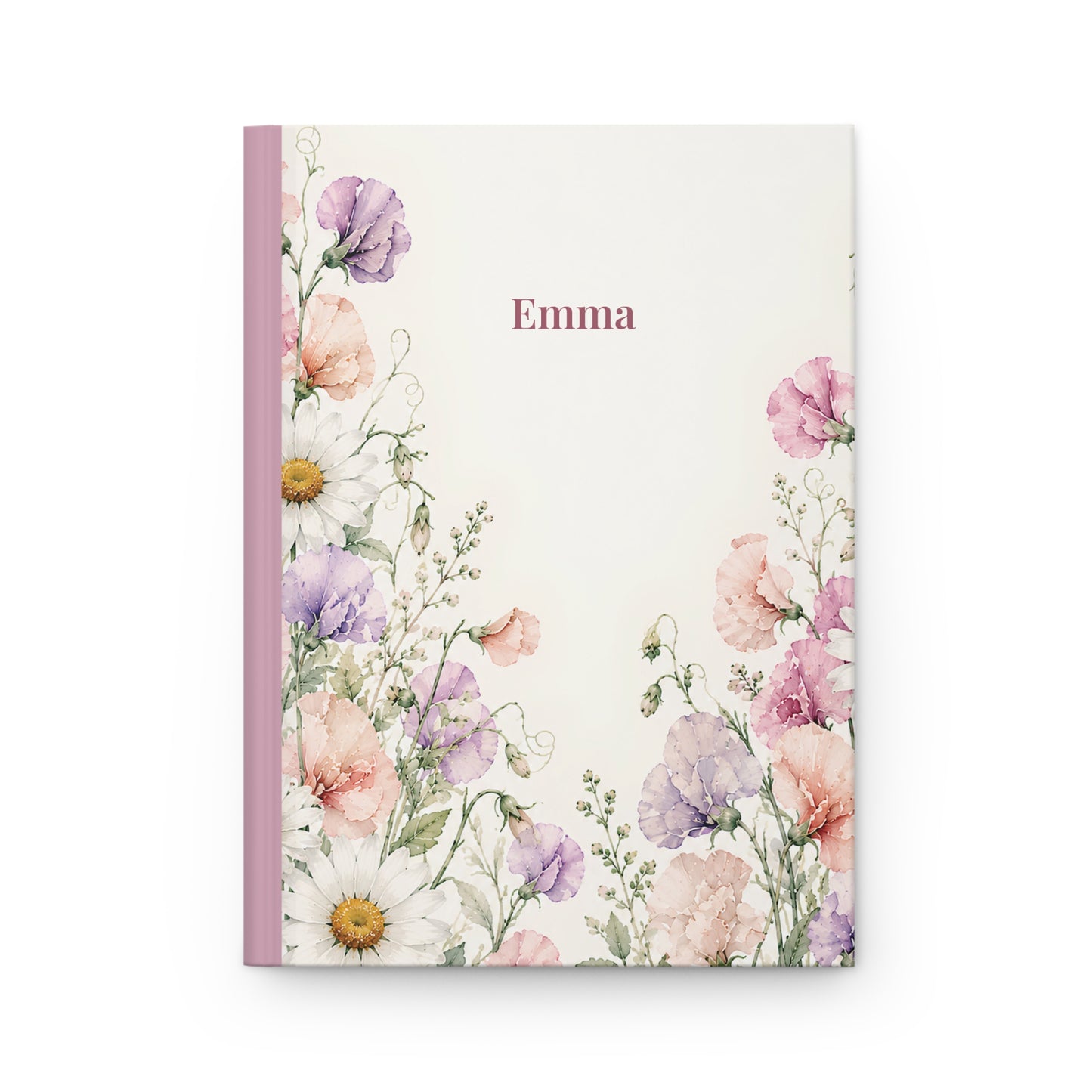 Personalized Floral Hardcover Journal — Watercolor Wildflower Notebook (e.g., "Emma")