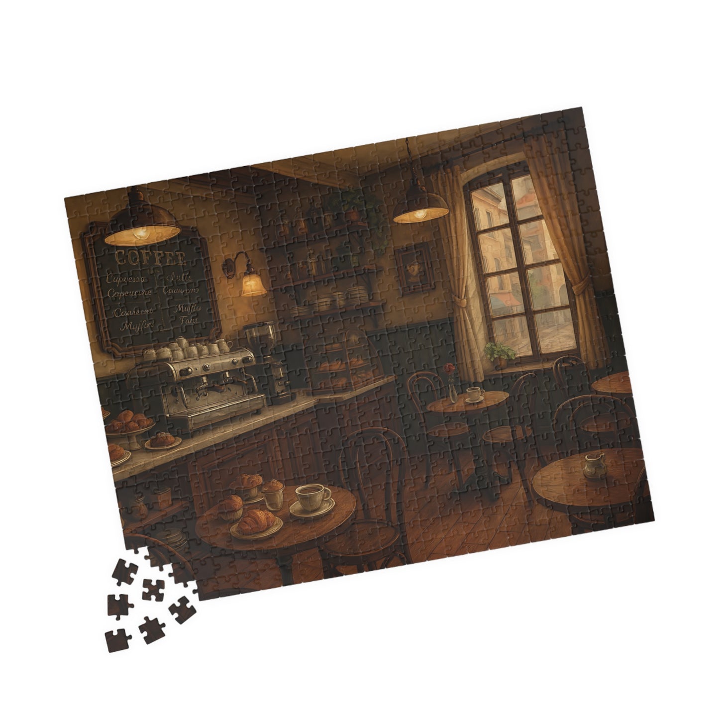 Cozy Parisian Café Jigsaw Puzzle – Coffee & Croissants